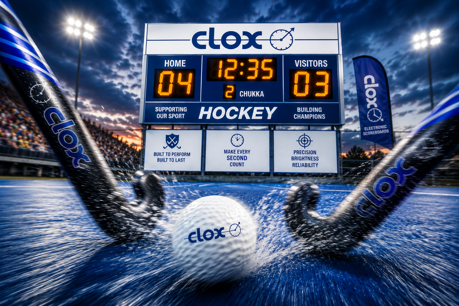 CLOX hockey scoreboard in action