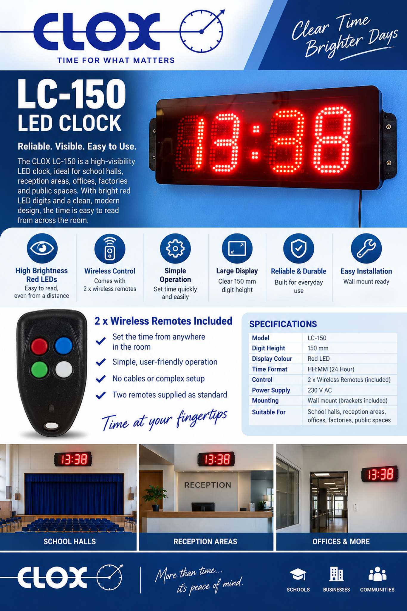 CLOX LC-150 LED Clock brochure